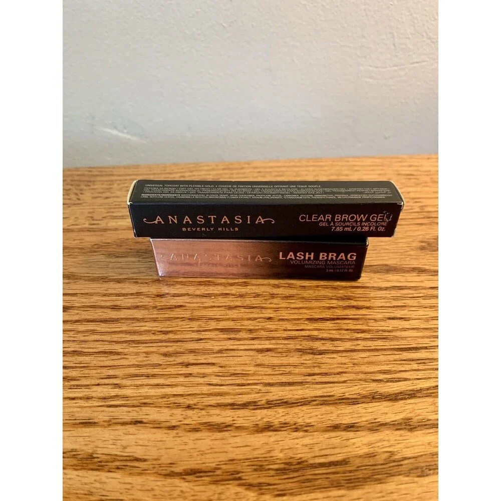 (2) Anastasia Beverly Hills Lash Brag Mascara Black & Brow Clear Gel .17 .26 NIB